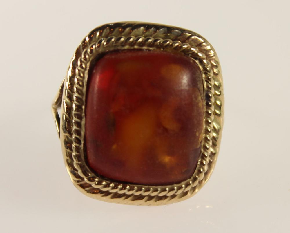 Vintage Amber Ring 9ct Yell... image