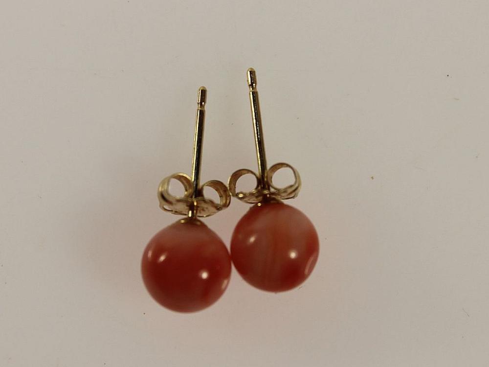 Pink Coral Bead Earrings wi... image