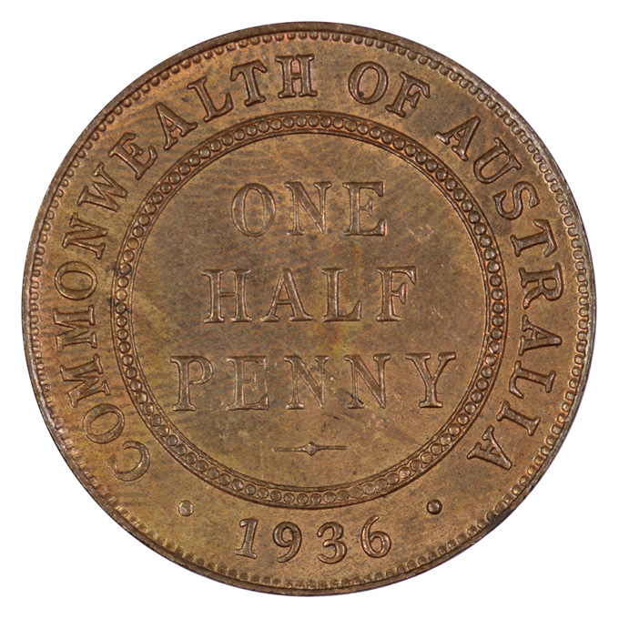 Australia 1936 Half Penny, ... image