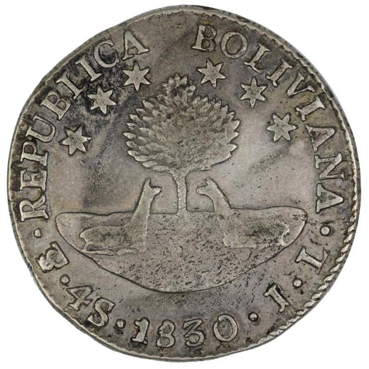 Bolivia 1830 4 Soles, good ... image