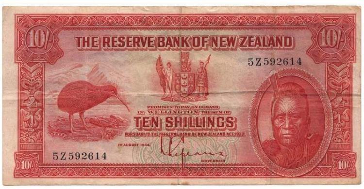 New Zealand 'Lefeaux' 10/- ... image