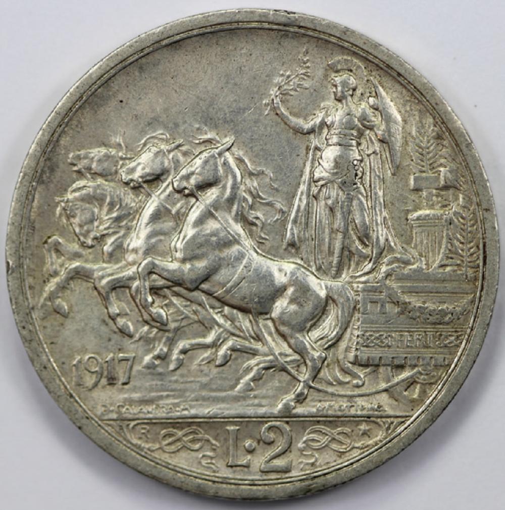 Italy. 1917 R Silver 2 Lira... image