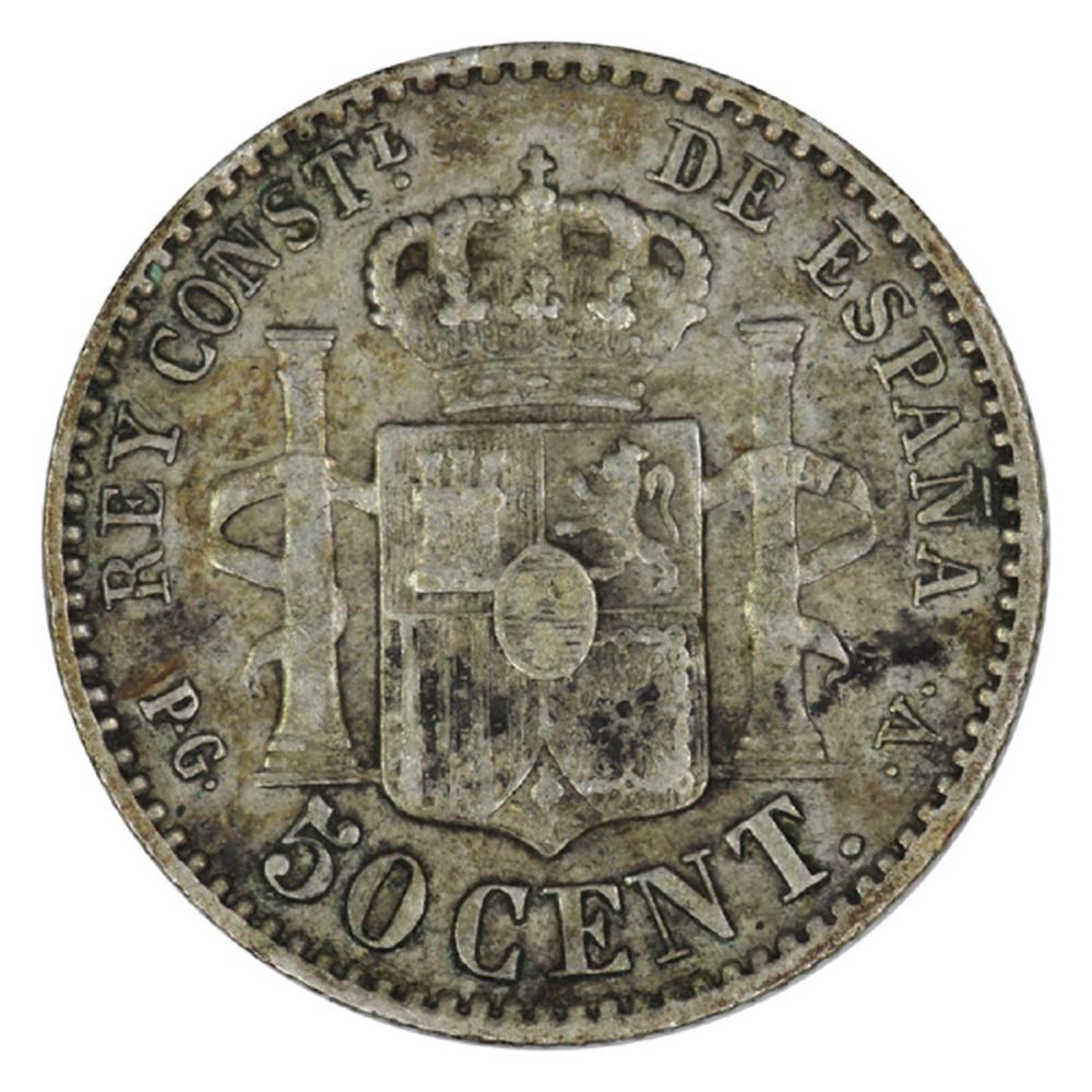 Spain. 1894 Silver 50 Cent,... image