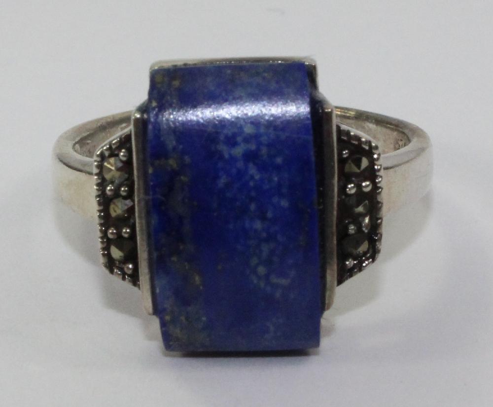 Lapis & Marcasite Ring in S... image