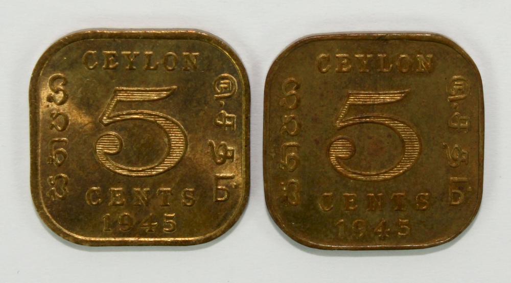 Ceylon 1945 5 Cents, Brilli... image