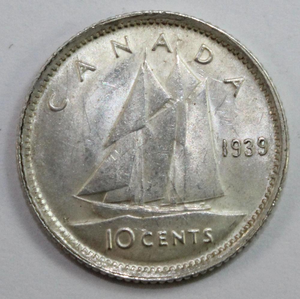 Canada 1939 Silver 10 Cents... image