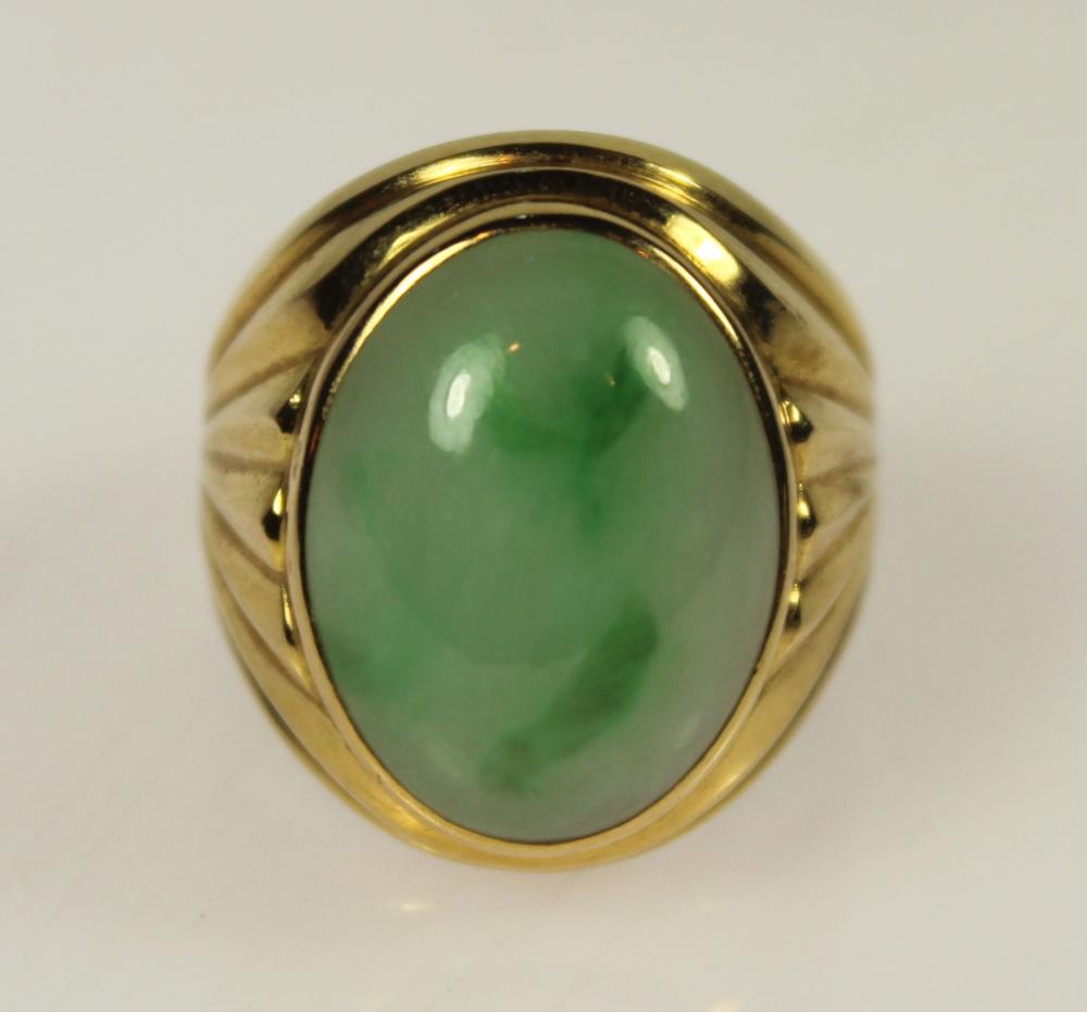 Men's Jade Ring in 18ct Yel... image