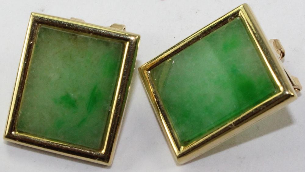 Green Jade Earrings 18ct Ye... image