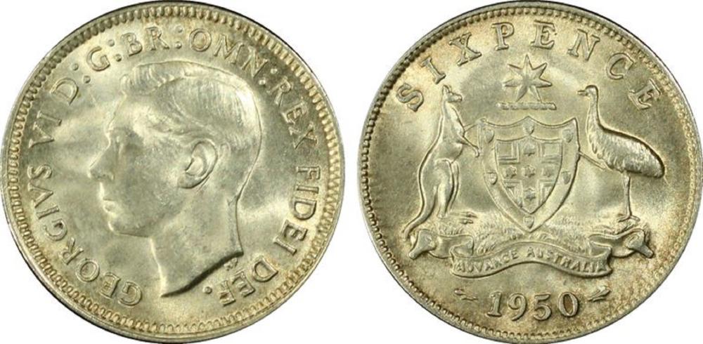 Australia 1950 Sixpence, PC... image