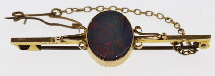 Black Opal Brooch in 9ct Gold image