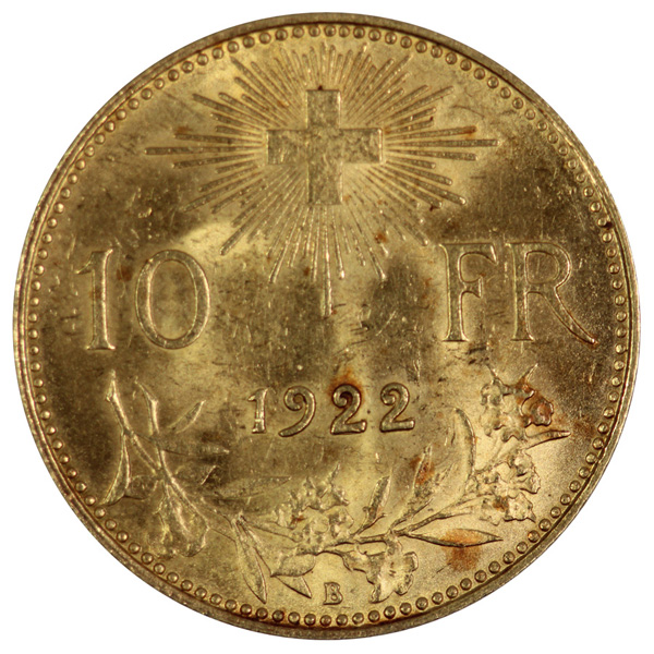 Switzerland 1922 B Gold 10 ... image