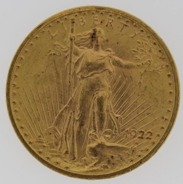 USA 1922 Gold $20, about Un... image