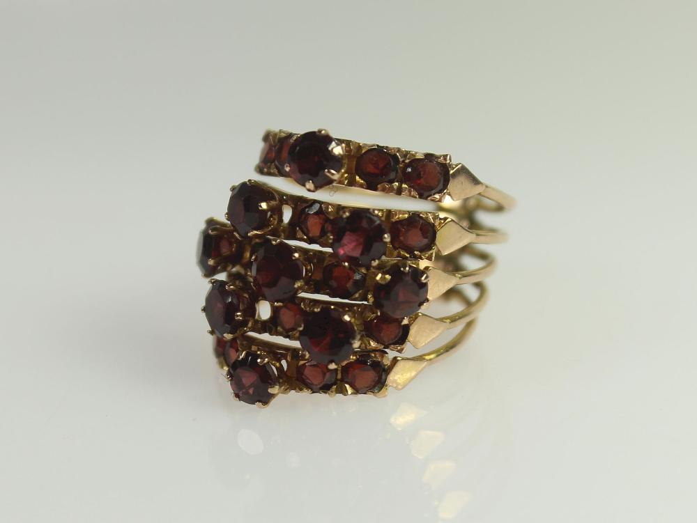 Garnet Ring with Chequerboa... image