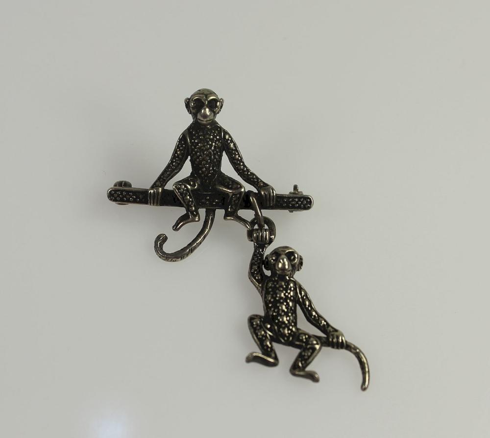 Hanging Monkey Brooch in St... image