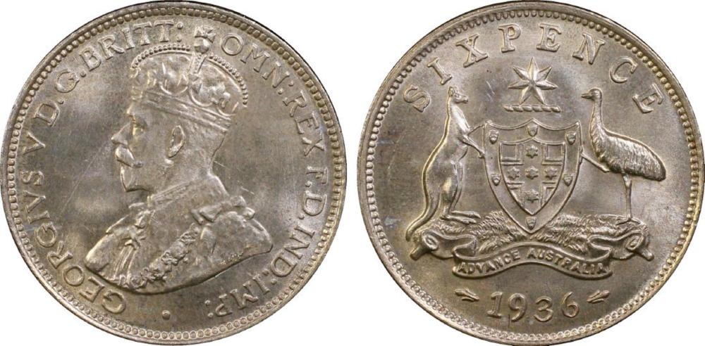 Australia 1936 Sixpence, ne... image