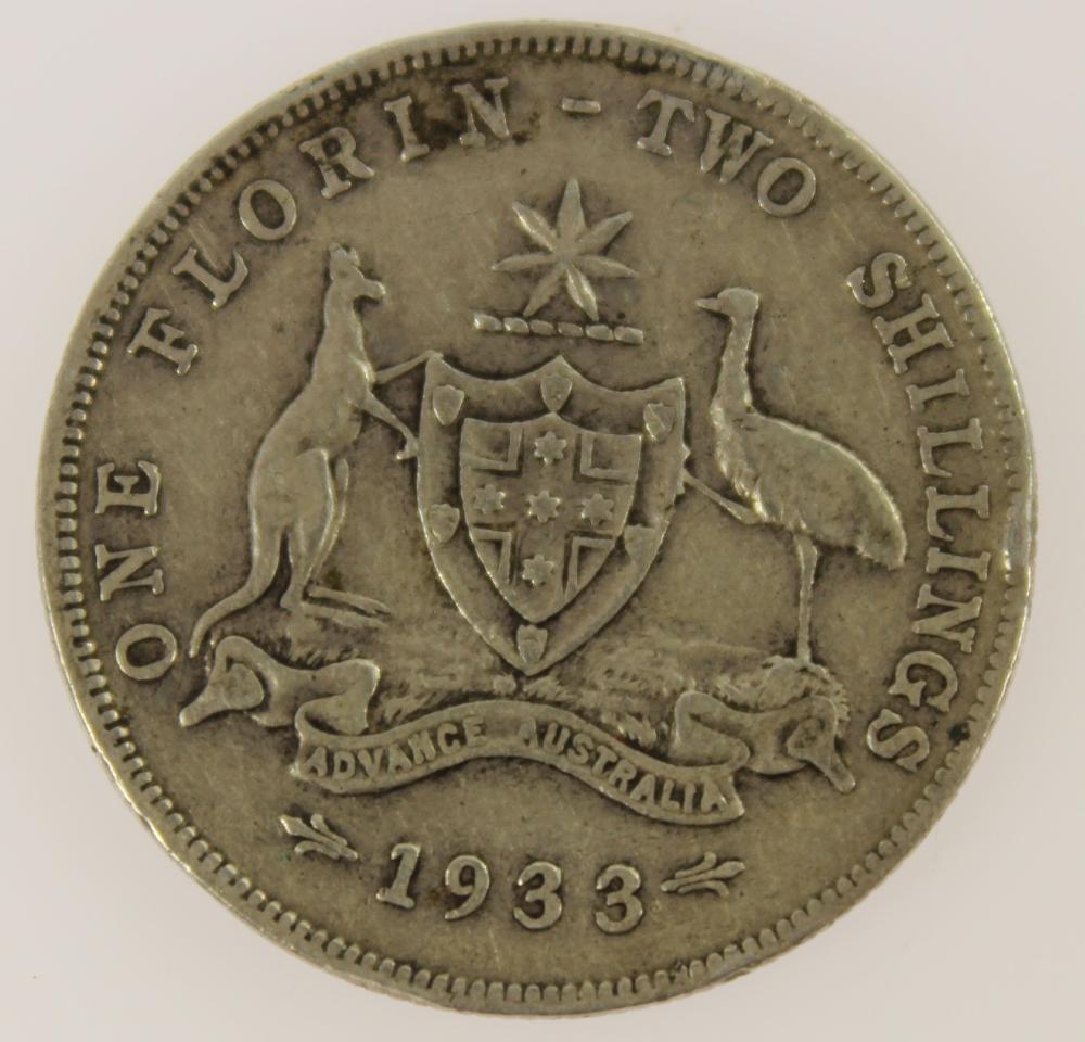 Australia 1933 Florin, VG/Fine image