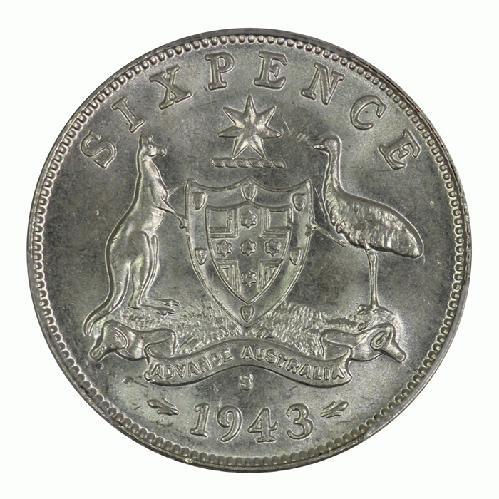 Australia 1943 S Sixpence P... image