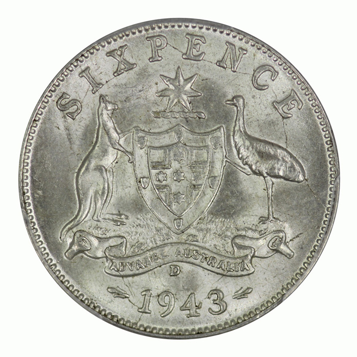 Australia 1943 D Sixpence P... image