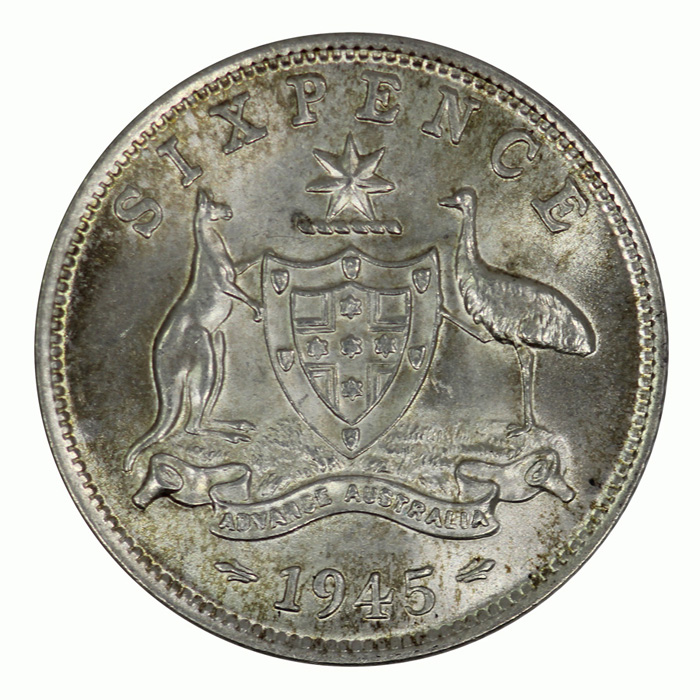 Australia 1945 Sixpence, Ch... image