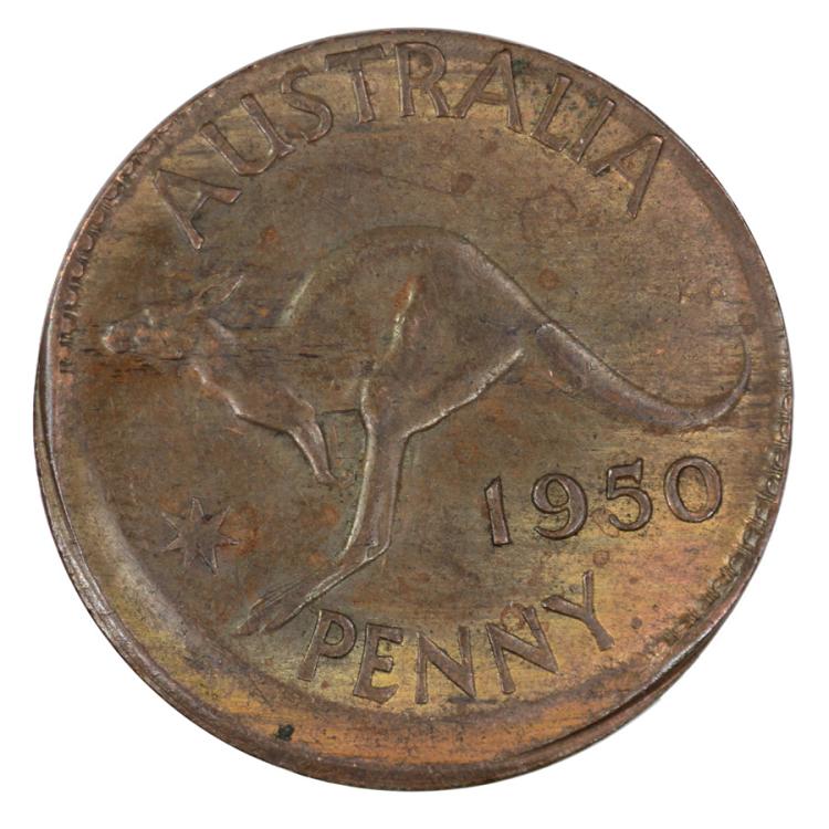 Australia 1950 Mis-struck P... image