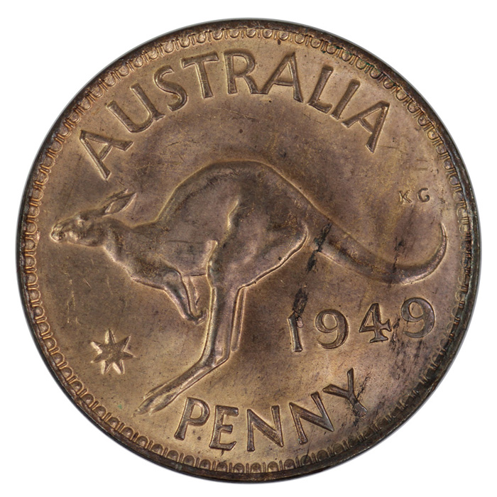 Australia 1949 Penny, Uncir... image