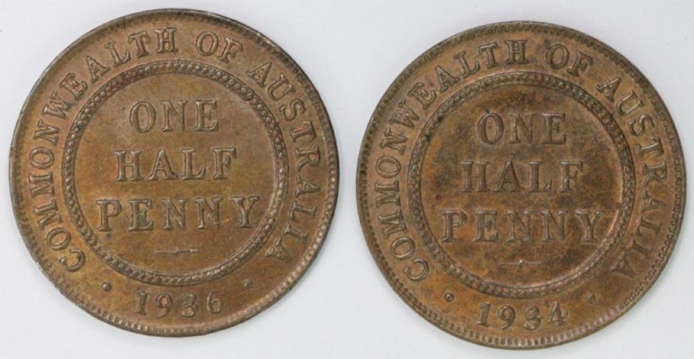 Australia. 1934 & 1936 Half... image