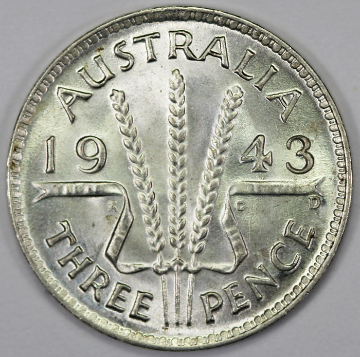 Australia 1943 D Threepence... image