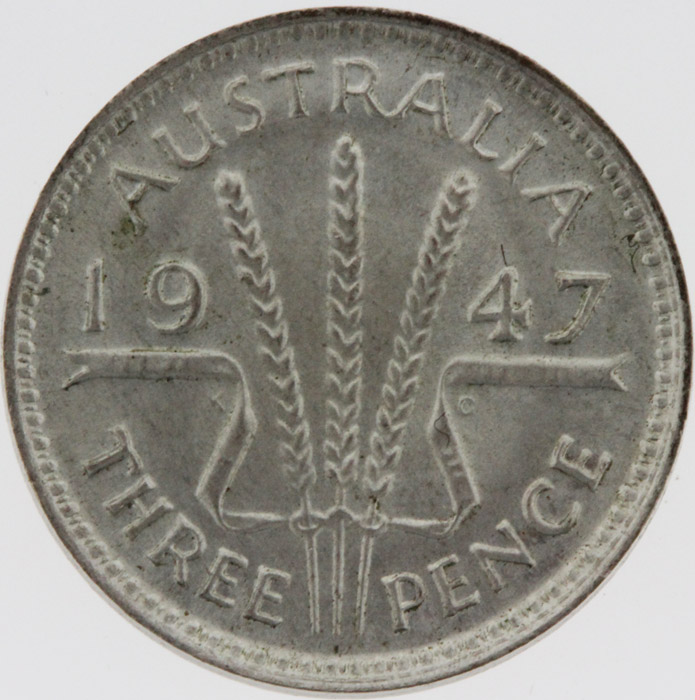 Australia 1947 Threepence, Gem image