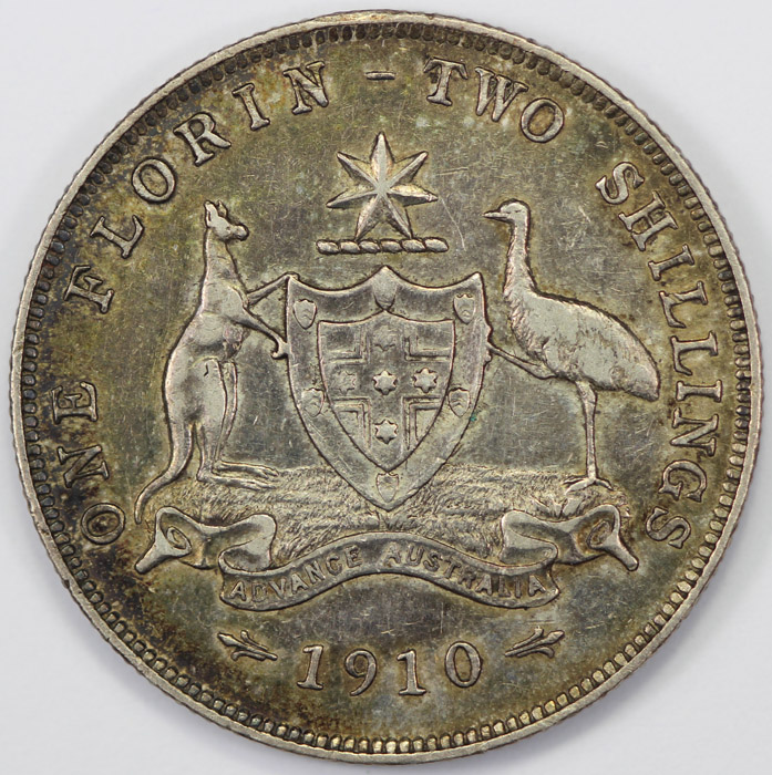 Australia 1910 Florin, good... image