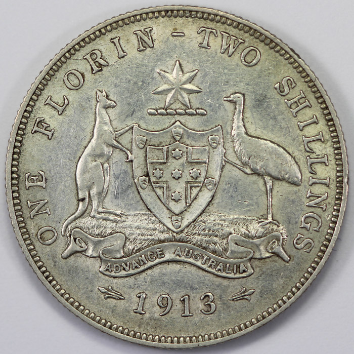 Australia 1913 Florin, good... image