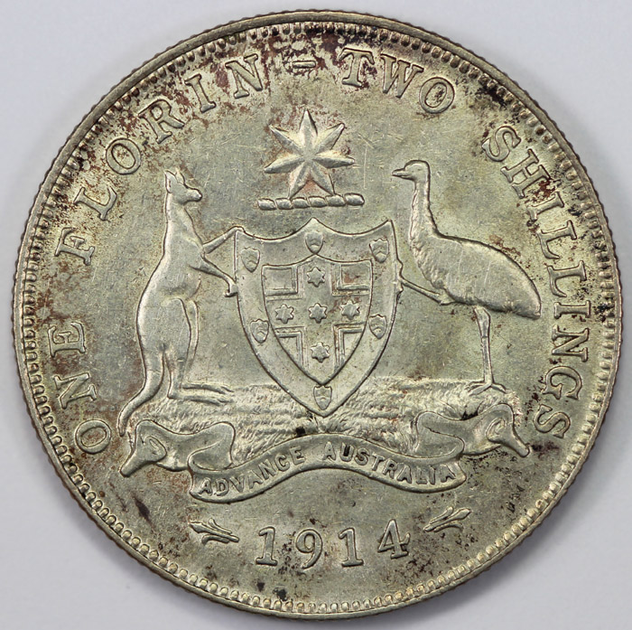 Australia 1914 Florin, good... image