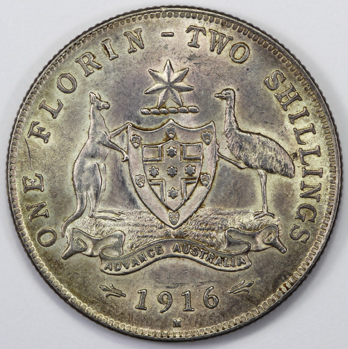 Australia 1916 Florin, good... image