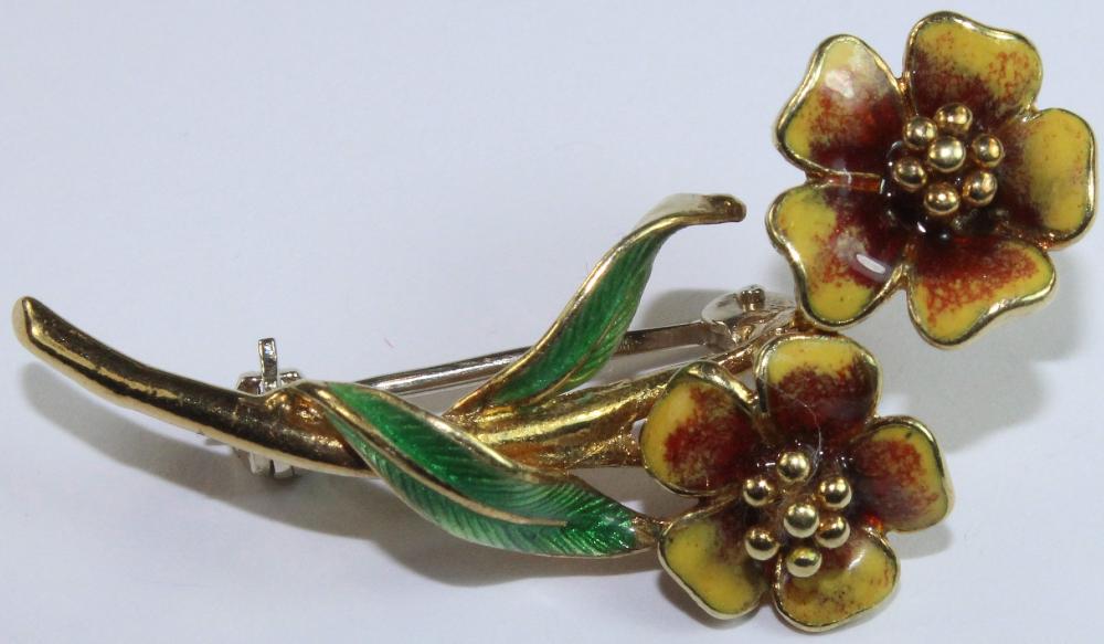 Enamelled Flower Brooch in ... image