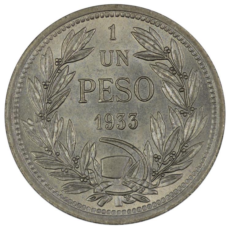 Chile 1933 Peso, Lustrous U... image