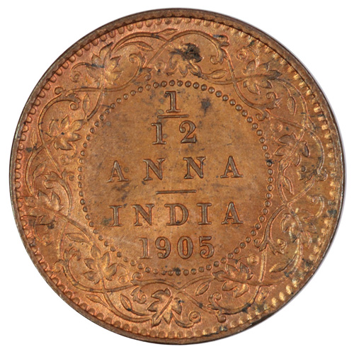 India 1905 1/12 Anna, Full ... image