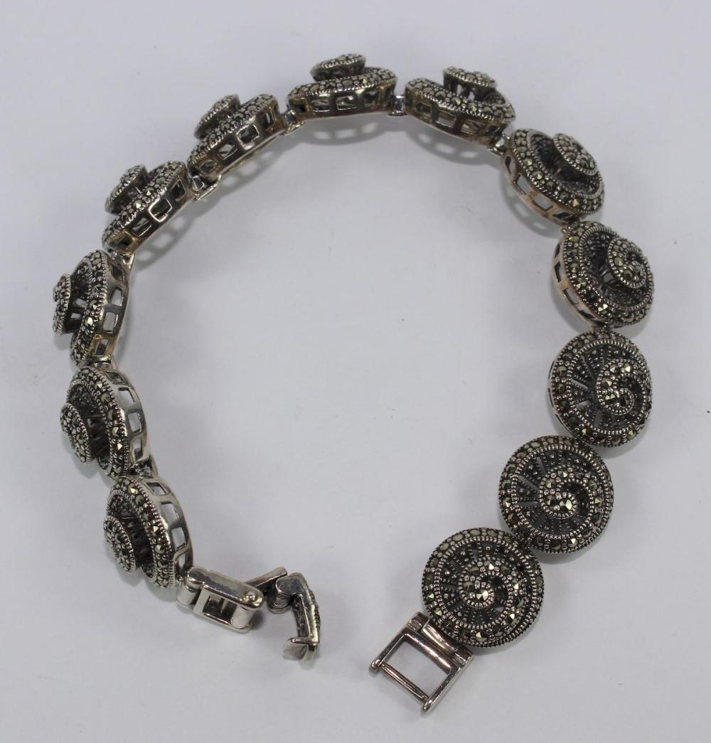 Escargot-inspired Marcasite Bracelet in Sterling (9250 Silver in the French style