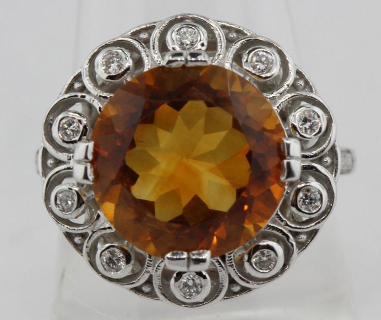 Large Citrine and Diamond Ring image