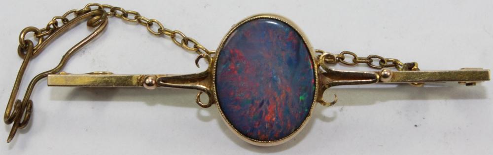 Black Opal Brooch in 9ct Gold image