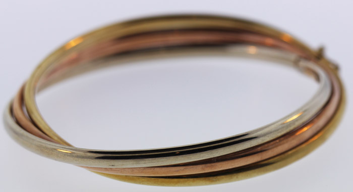 Tri-colour Bangle in 9ct Gold image