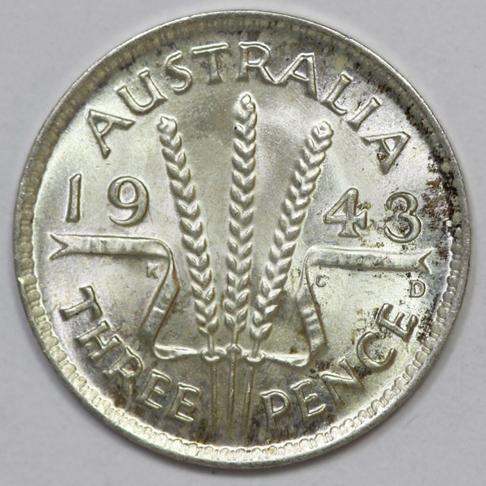 Australia 1943 D Threepence... image