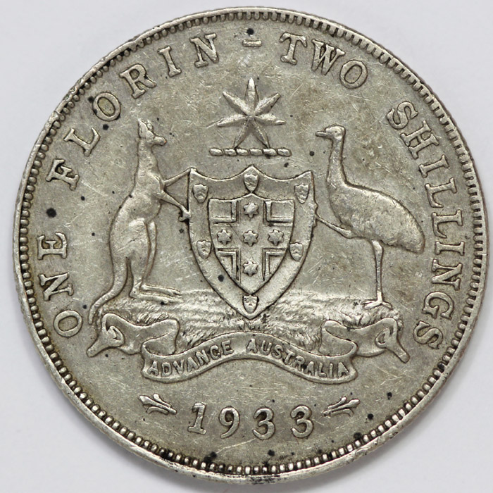 Australia 1933 Florin, good... image