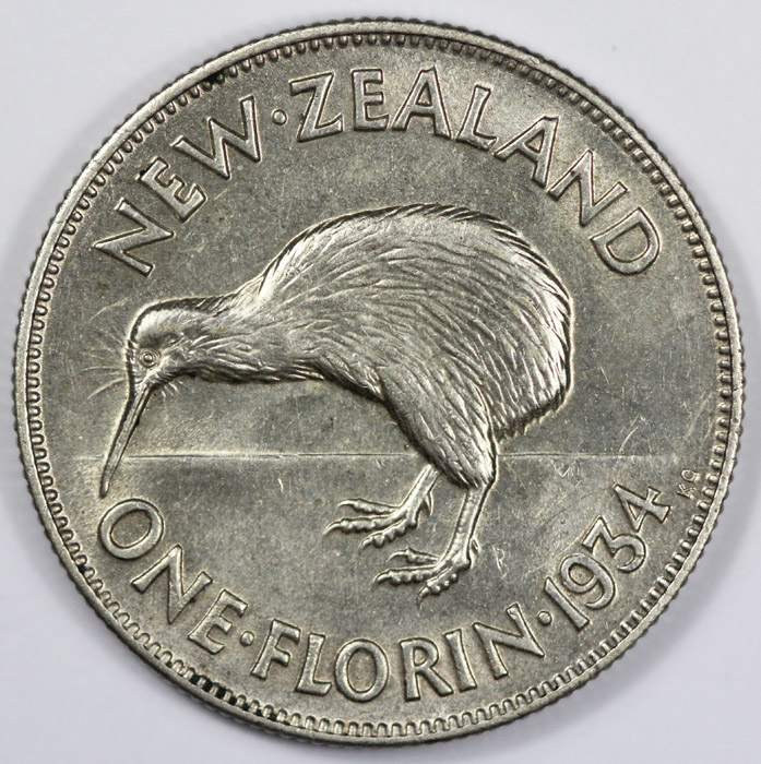 New Zealand 1934 Florin, li... image