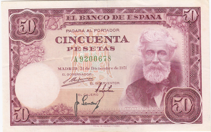 Spain '31.12.51' 50 Pesetas... image