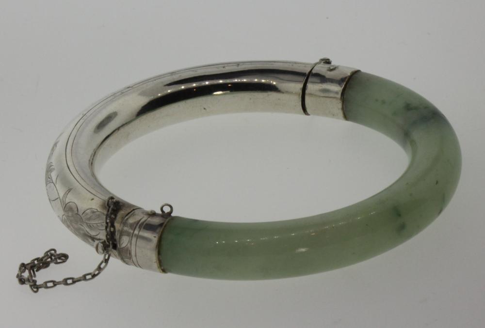 Vintage Silver and Jade Hin... image