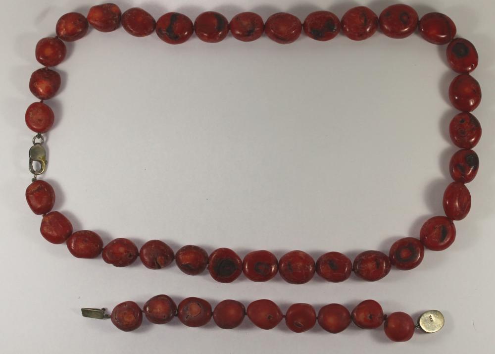 Dyed Red Coral Beaded Neckl... image