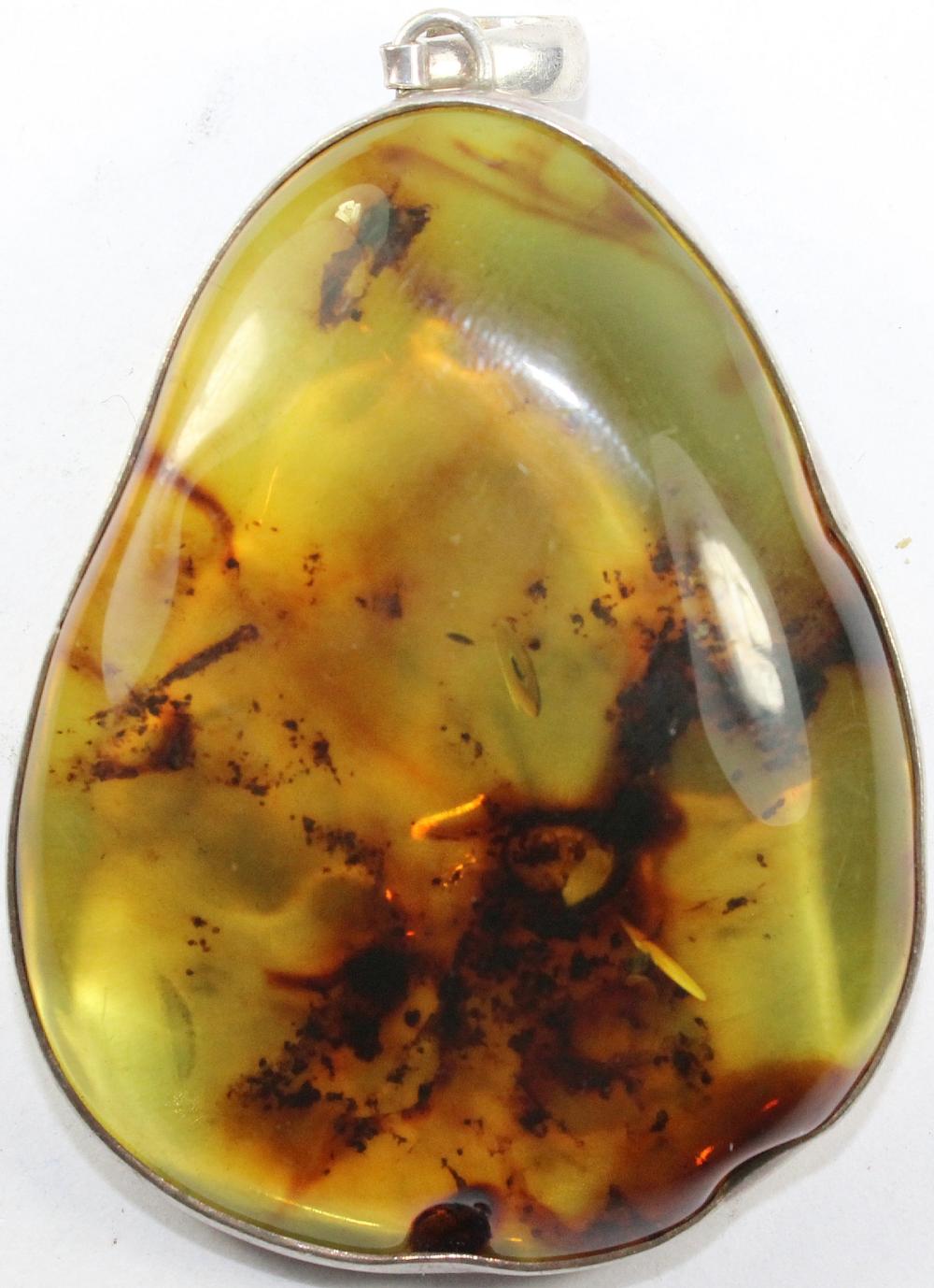 Large Amber Pendant In Ster... image