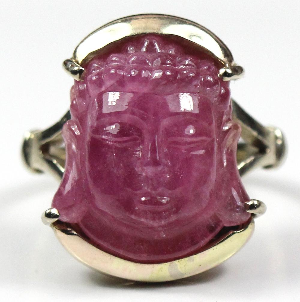 Carved Buddha Head in Pink ... image