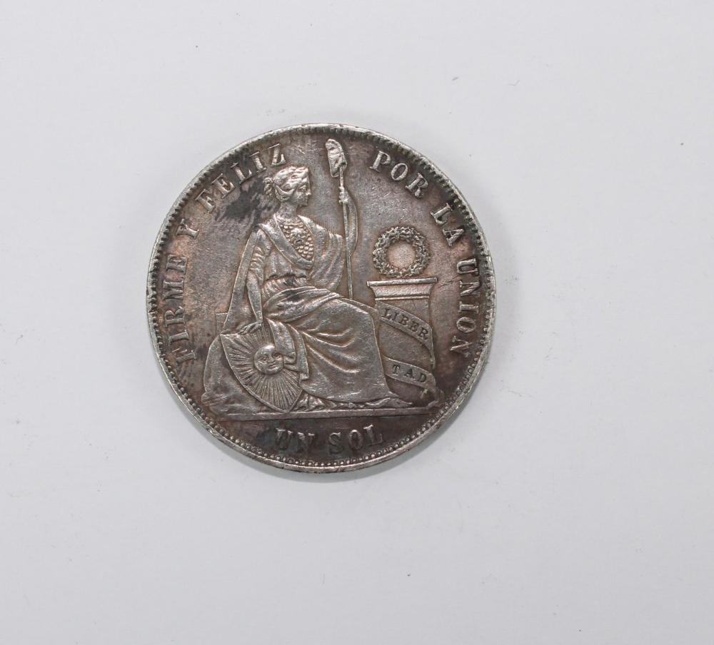 Peru 1871 Silver (900) Sol,... image