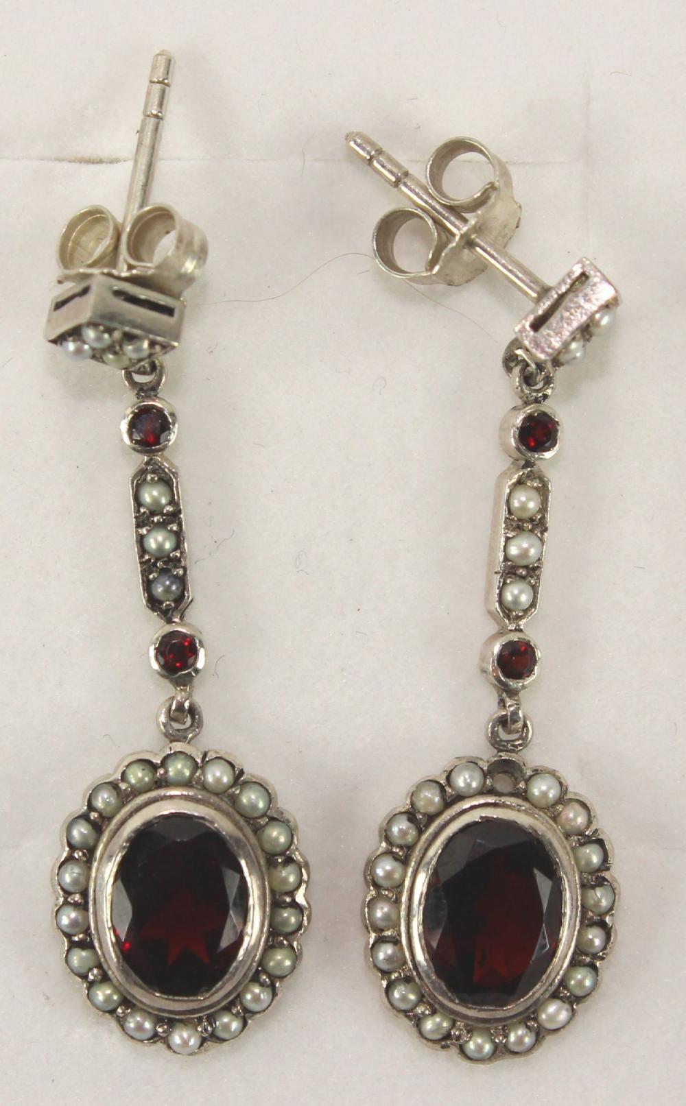 Garnet & Pearl Earrings in ... image