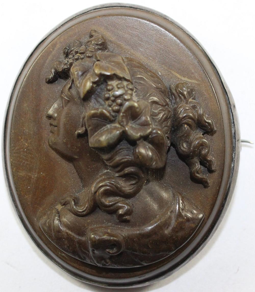 Antique Vulcanite Cameo Bro... image